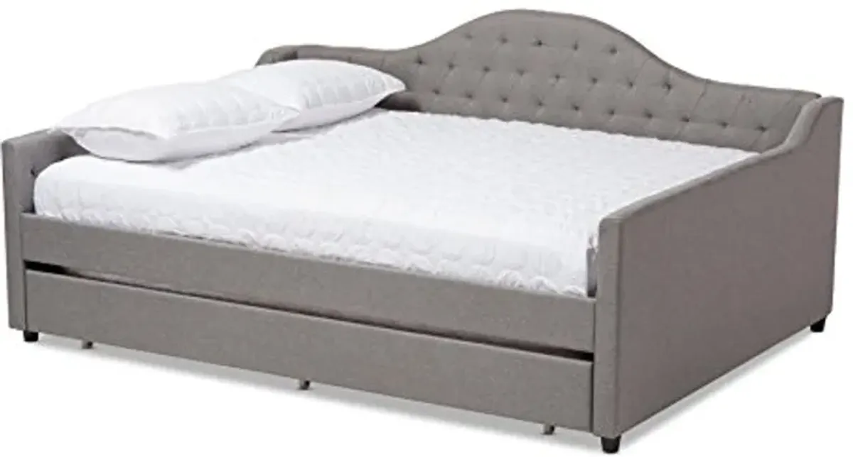 Baxton Studio Delia Daybed with Trundle, Queen, Grey