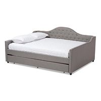 Baxton Studio Delia Daybed with Trundle, Queen, Grey