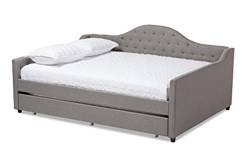 Baxton Studio Delia Daybed with Trundle, Queen, Grey