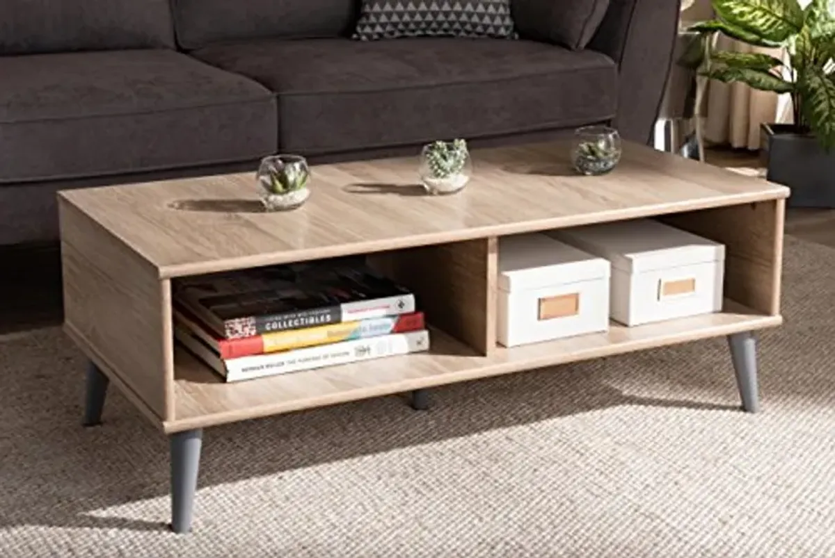 Baxton Studio Piotr Coffee Table, Oak Brown/Dark Gray