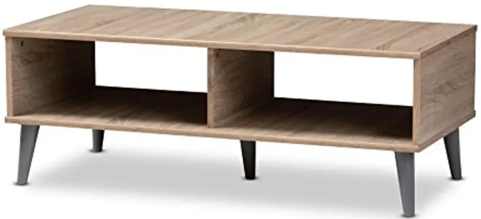 Baxton Studio Piotr Coffee Table, Oak Brown/Dark Gray