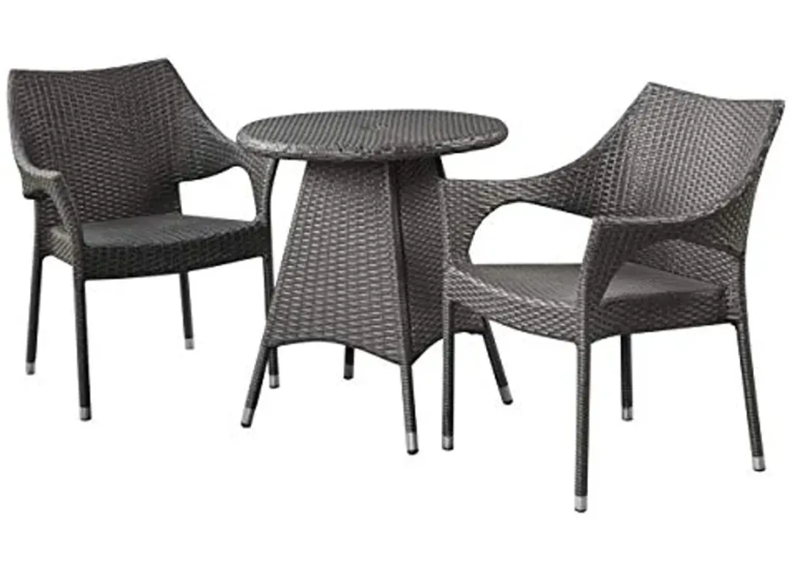 Christopher Knight Home Edna Outdoor 3 Piece Wicker Bistro Set, Grey