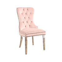 Abbyson Living Velvet Upholstered Dining Chair with Button Tufted Seat Back, Nailhead Trim, and Clear Acrylic Chair Legs, Blush Pink