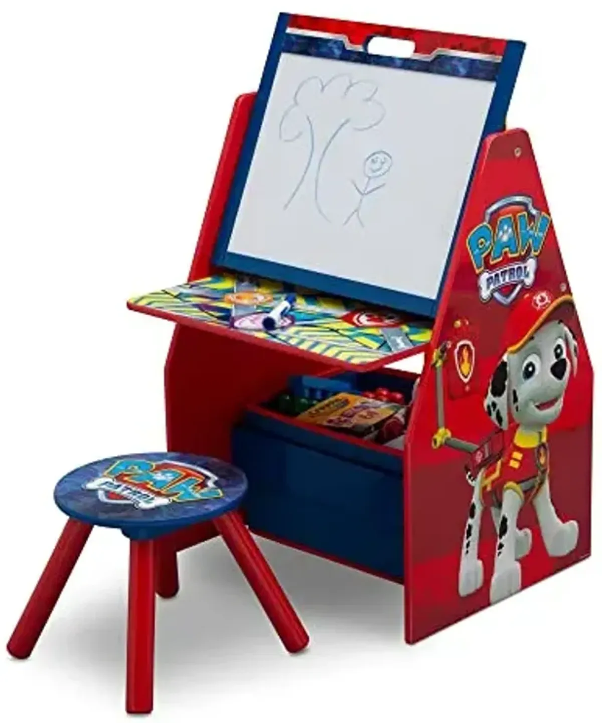 Delta Children Deluxe Kids Art Table | Easel, Desk, Stool, Toy Organizer, Nick Jr. PAW Patrol