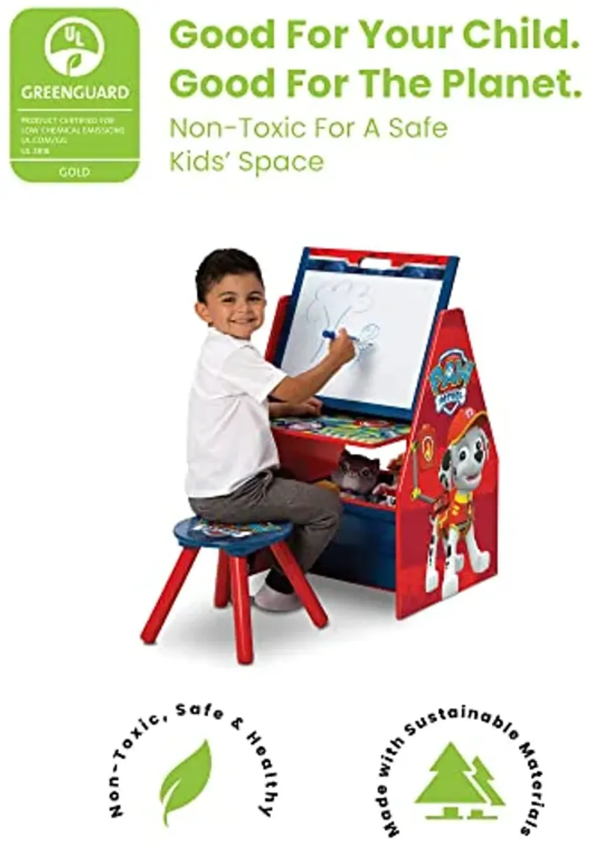 Delta Children Kids Easel and Play Station – Ideal for Arts & Crafts, Homeschooling and More, Nick Jr. PAW Patrol - Greenguard Gold Certified, Drawing