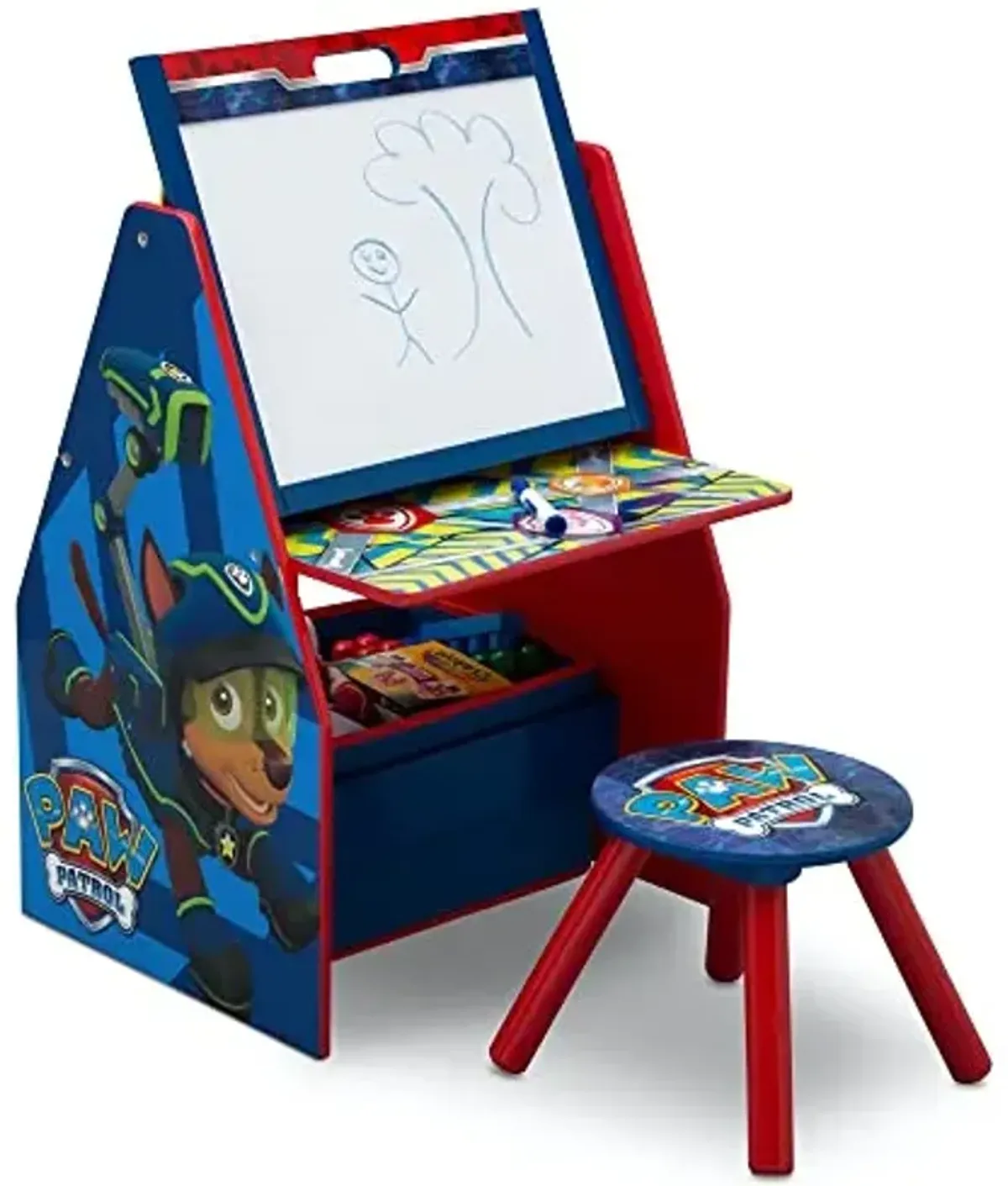 Delta Children Deluxe Kids Art Table | Easel, Desk, Stool, Toy Organizer, Nick Jr. PAW Patrol