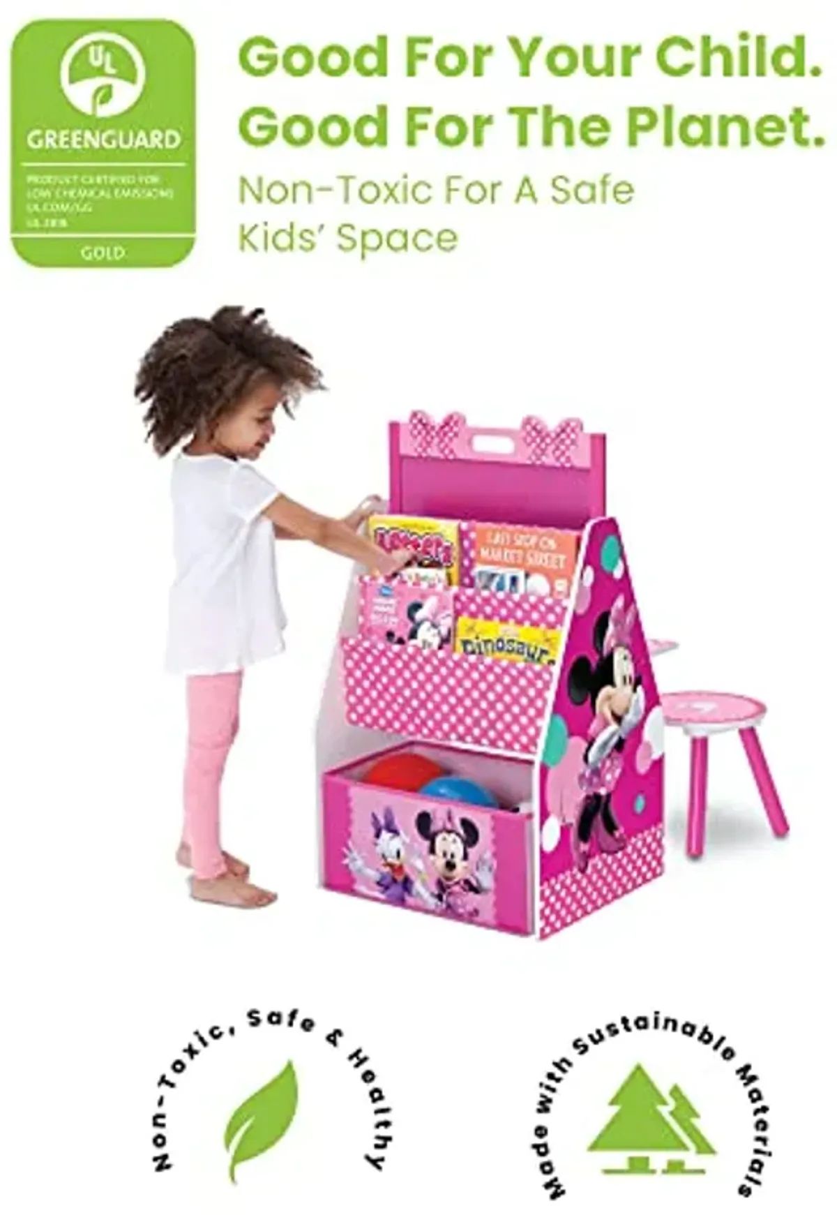 Delta Children Kids Easel and Play Station – Ideal for Arts & Crafts, Drawing, Homeschooling and More - Greenguard Gold Certified, Disney Minnie Mouse