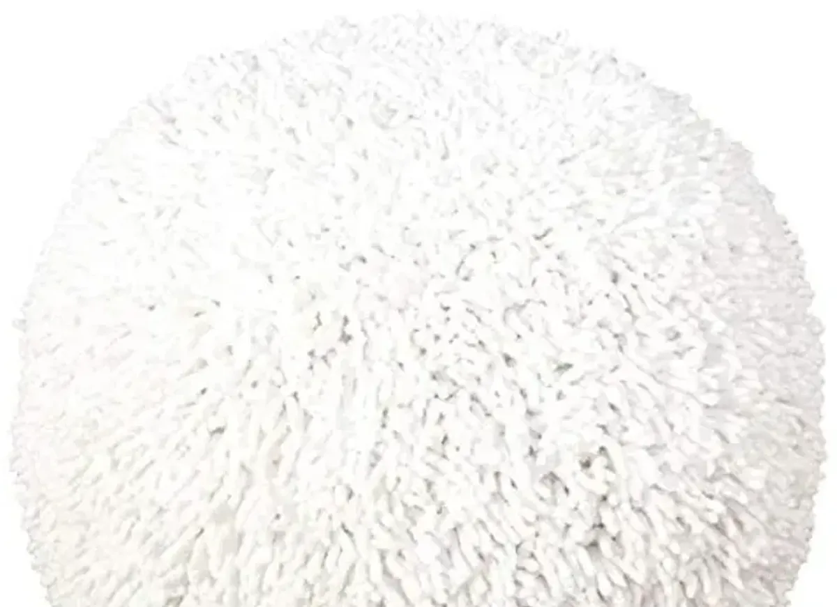 LR Home Astrid Cream Solid Round Cotton Ottoman for Home Décor | Hand-Made Transitional Foot Rest for Bedroom & Living Room | 20 x 20 x 16 Stuffed Pouf for Seating