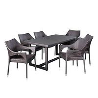 Christopher Knight Home Olivia Outdoor 7 Piece Wicker Dining Set, Grey