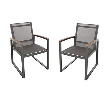 Christopher Knight Home 305235 Aubrey Outdoor Mesh Dining Chairs with Aluminum Frame (Set of 2), Gray