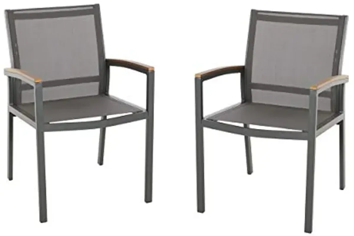 Christopher Knight Home Emma Outdoor Mesh and Aluminum Frame Dining Chair (Set of 2), Gray