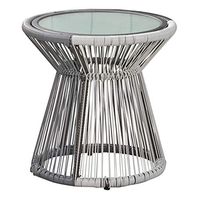 Christopher Knight Home Aiden Outdoor Wicker Side Table with Glass Top, Gray/White/Gray