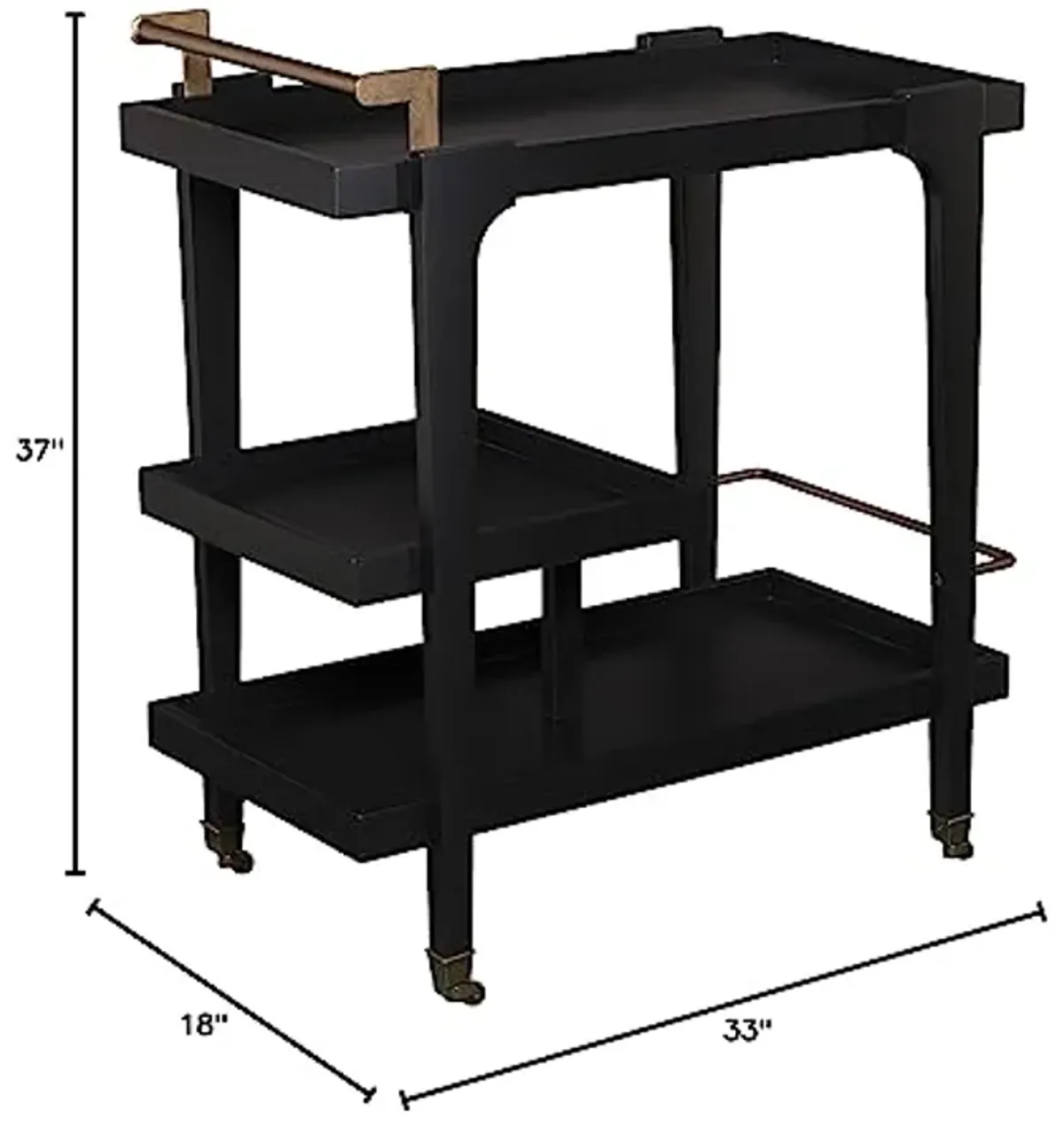 Southern Enterprises Holly and Martin Zhori Mid Century Modern Bar Cart in Black