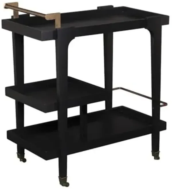 Southern Enterprises Holly and Martin Zhori Mid Century Modern Bar Cart in Black