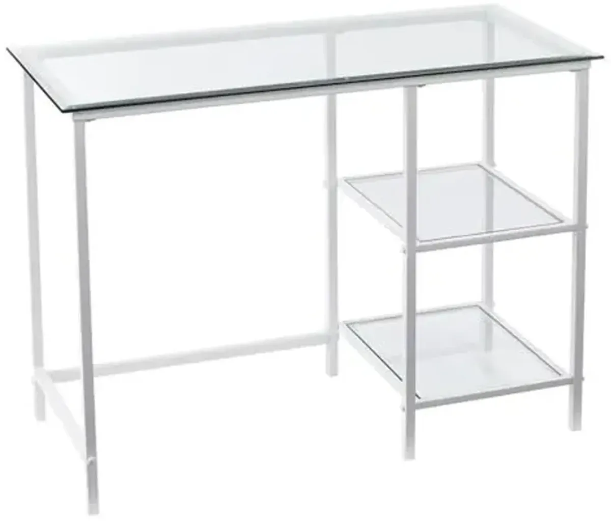 Southern Enterprises SEI Furniture Layton Contemporary Glass Top Metal Student Desk in White