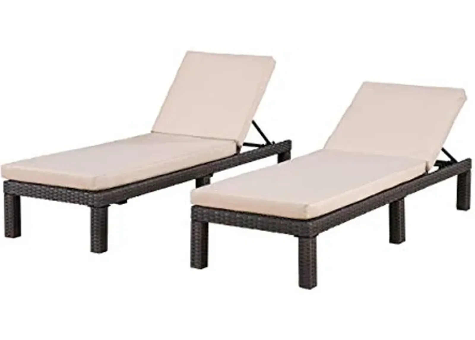 Christopher Knight Home Puerta Outdoor Wicker Chaise Lounges with Water Resistant Cushion, 2-Pcs Set, Dark Brown / Beige