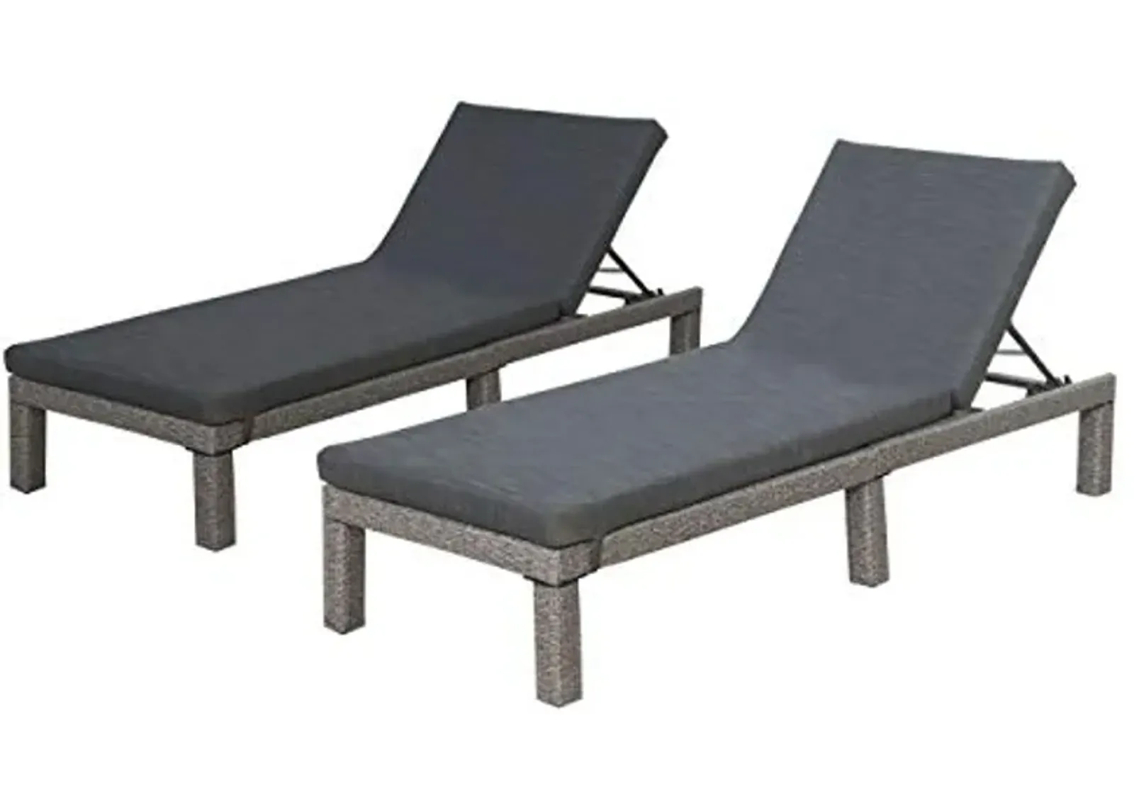 Christopher Knight Home Puerta Outdoor Wicker Chaise Lounges with Water Resistant Cushion, 2-Pcs Set, Mixed Black / Dark Grey