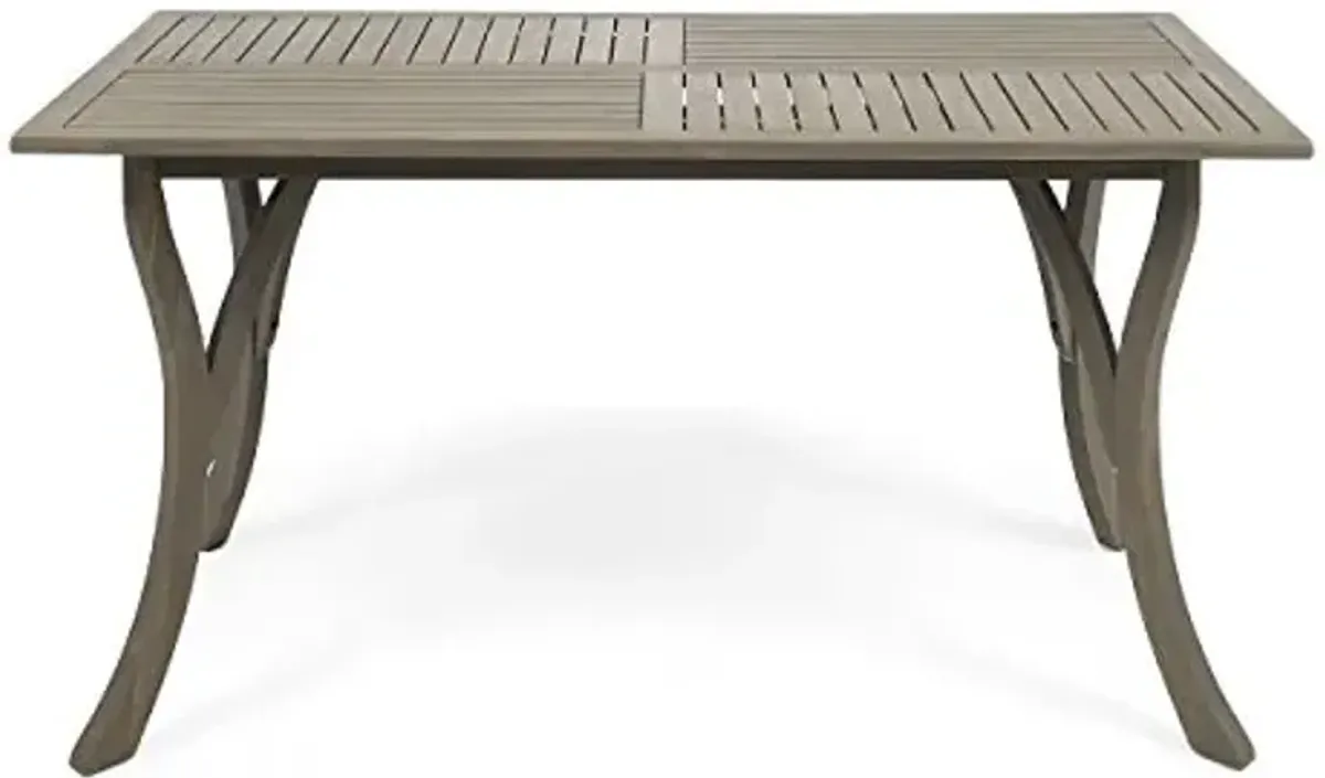 Christopher Knight Home Jaden Outdoor Acacia Wood Rectangular Dining Table, Gray