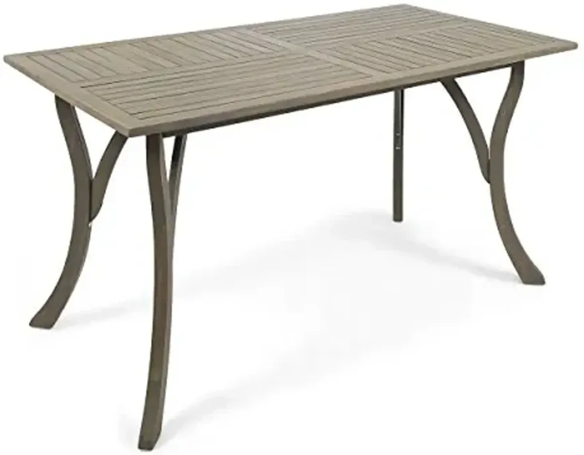 Christopher Knight Home Jaden Outdoor Acacia Wood Rectangular Dining Table, Gray