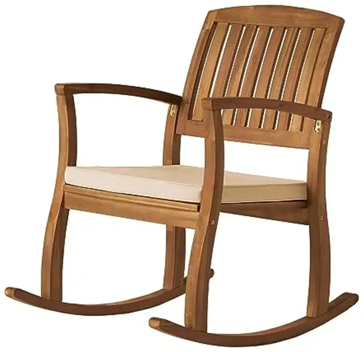 Christopher Knight Home Selma Acacia Rocking Chairs with Cushions, 2-Pcs Set, Teak Finish