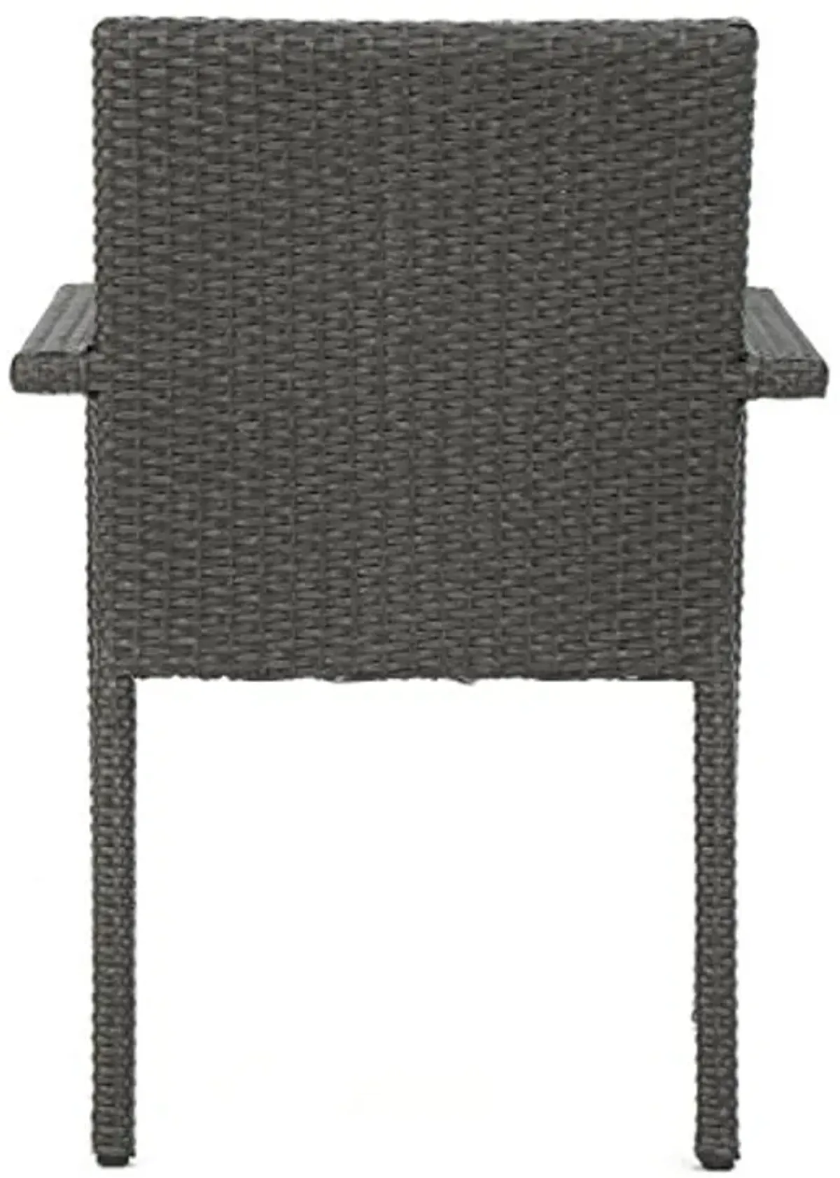 Christopher Knight Home San Pico Outdoor Wicker Armed Dining Chairs with Water Resistant Cushions, 4-Pcs Set, Grey / Silver