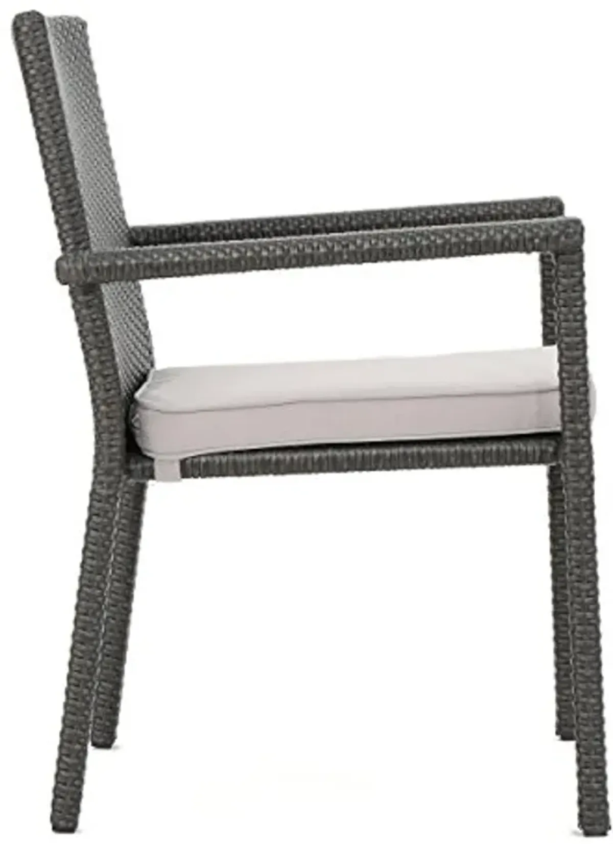 Christopher Knight Home San Pico Outdoor Wicker Armed Dining Chairs with Water Resistant Cushions, 4-Pcs Set, Grey / Silver