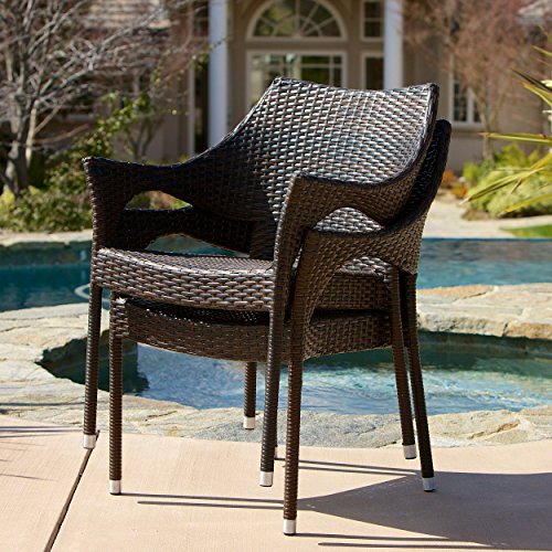 Christopher Knight Home Cliff Outdoor Wicker Chairs, 2-Pcs Set, Multibrown