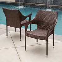 Christopher Knight Home Cliff Outdoor Wicker Chairs, 2-Pcs Set, Multibrown