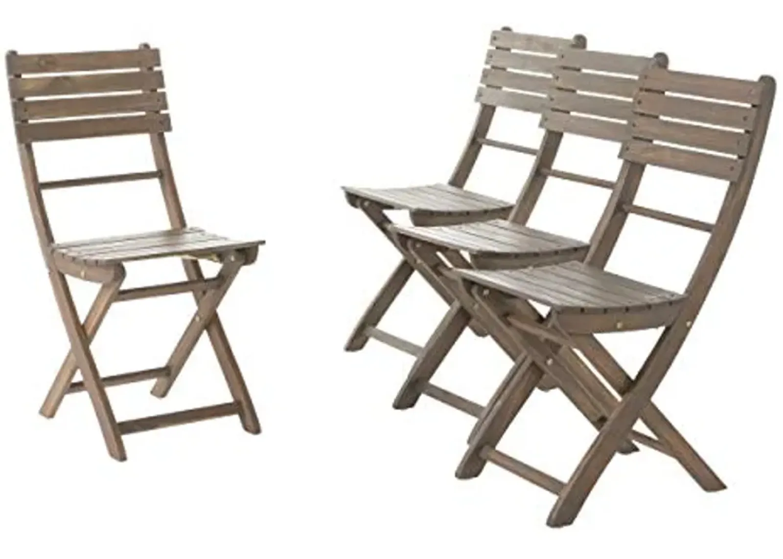 Christopher Knight Home Positano Outdoor Acacia Wood Foldable Dining Chairs, 4-Pcs Set, Grey Finish