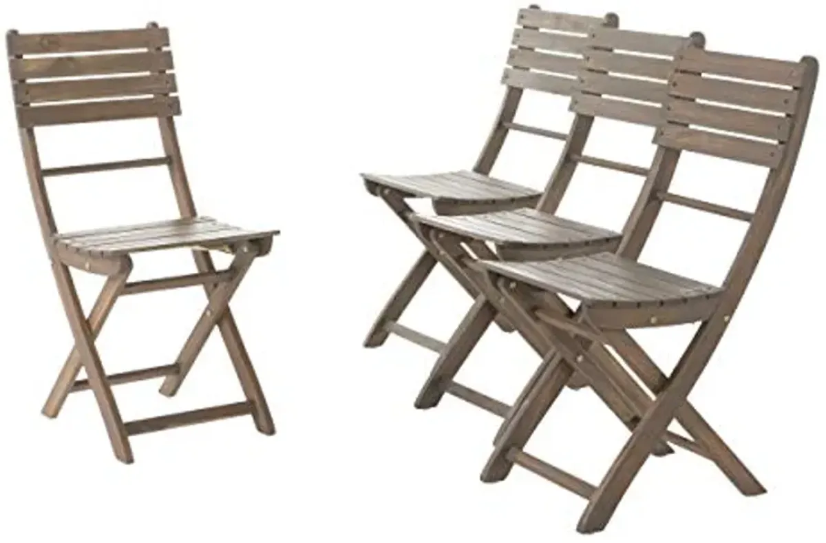 Christopher Knight Home Positano Outdoor Acacia Wood Foldable Dining Chairs, 4-Pcs Set, Grey Finish