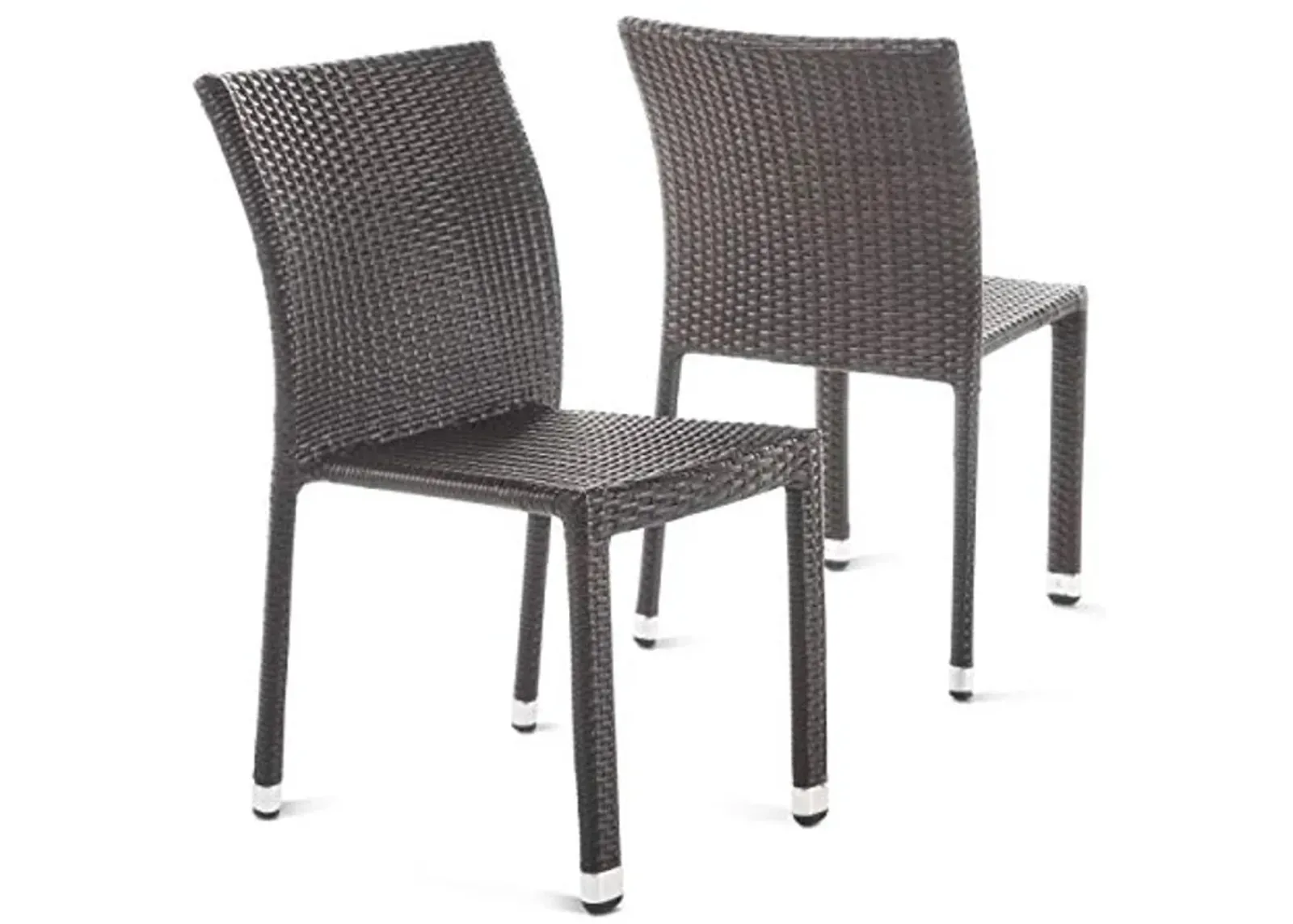 Christopher Knight Home Dover Outdoor Wicker Armless Stacking Chairs with Aluminum Frame, 2-Pcs Set, Multibrown