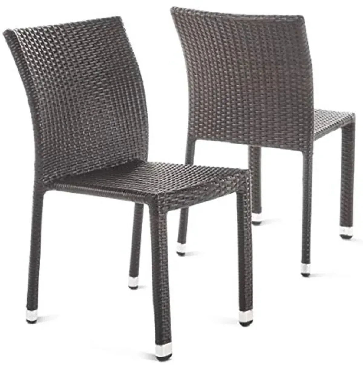 Christopher Knight Home Dover Outdoor Wicker Armless Stacking Chairs with Aluminum Frame, 2-Pcs Set, Multibrown