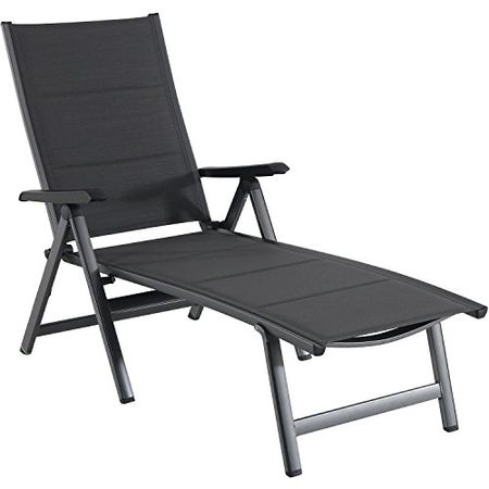 Hanover Regis Padded Chaise Lounge Modern Luxury Outdoor Furniture for Patio, Backyard, Poolside Slim Aluminum Frame Quick-Dry Sling Fabric REGCHS-G-Gry, Gray