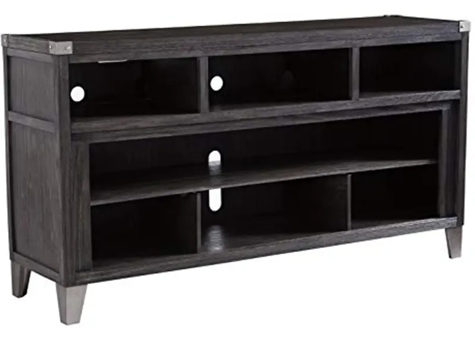 Signature Design by Ashley Todoe Industrial TV Stand with Fireplace Option Fits TVs up to 65", 6 Cubbies For Storage, Gray