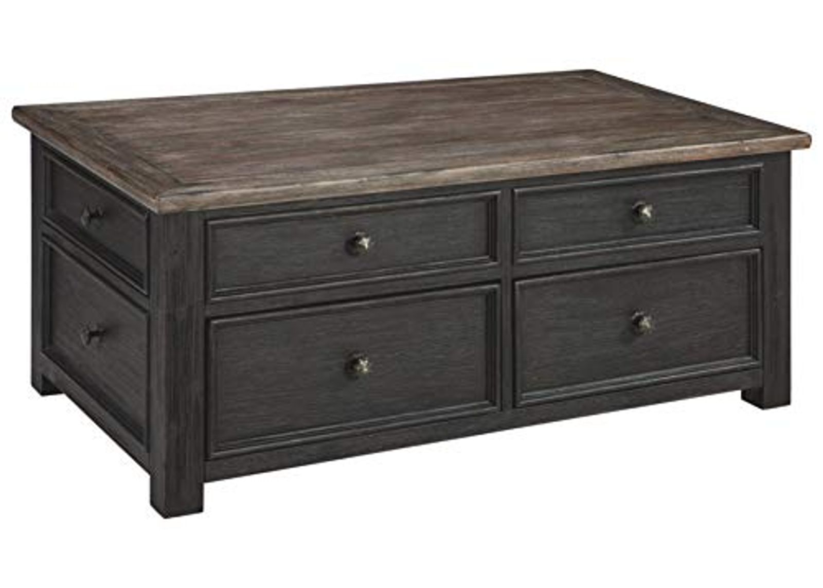 Signature Design by Ashley Tyler Creek Rustic Farmhouse Lift Top Coffee Table with Drawers, Brown & Black