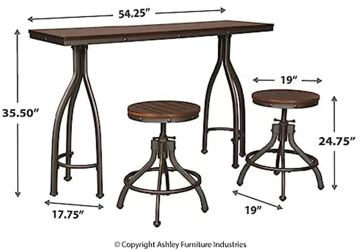 Signature Design by Ashley Odium Urban Counter Height Dining Table Set with 2 Bar Stools, Gray