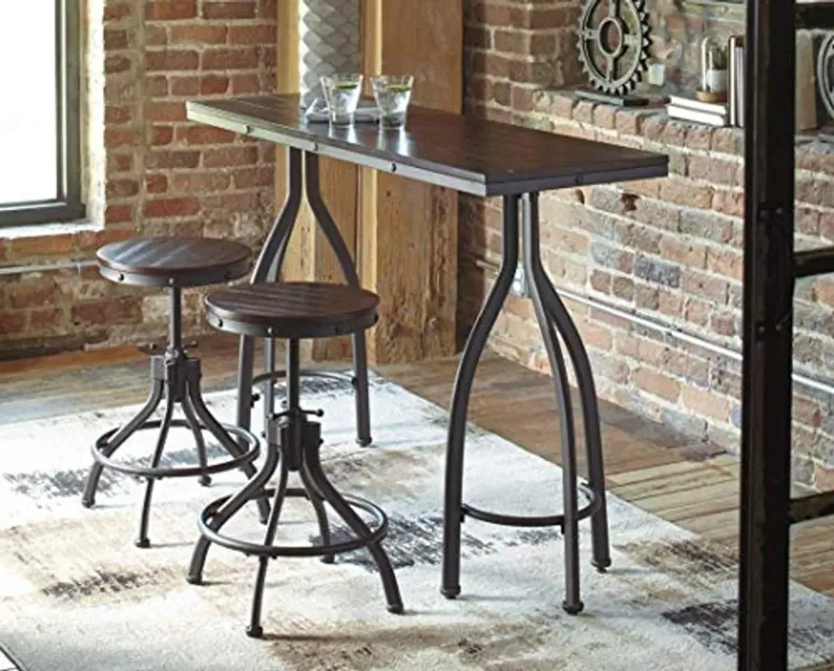 Signature Design by Ashley Odium Urban Counter Height Dining Table Set with 2 Bar Stools, Gray