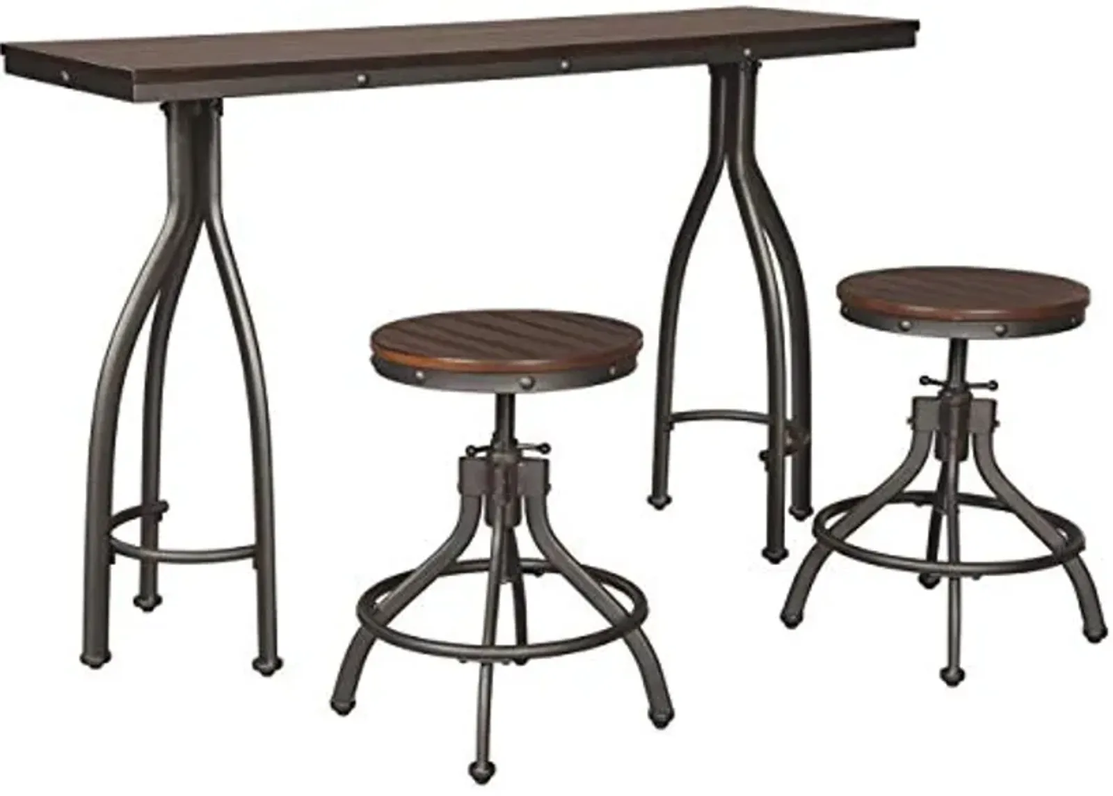 Signature Design by Ashley Odium Urban Counter Height Dining Table Set with 2 Bar Stools, Gray