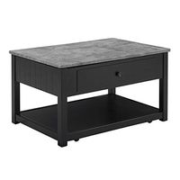 Signature Design by Ashley Ezmonei Contemporary Faux Marble Top Lift Top Coffee Table with 1 Drawer, Black