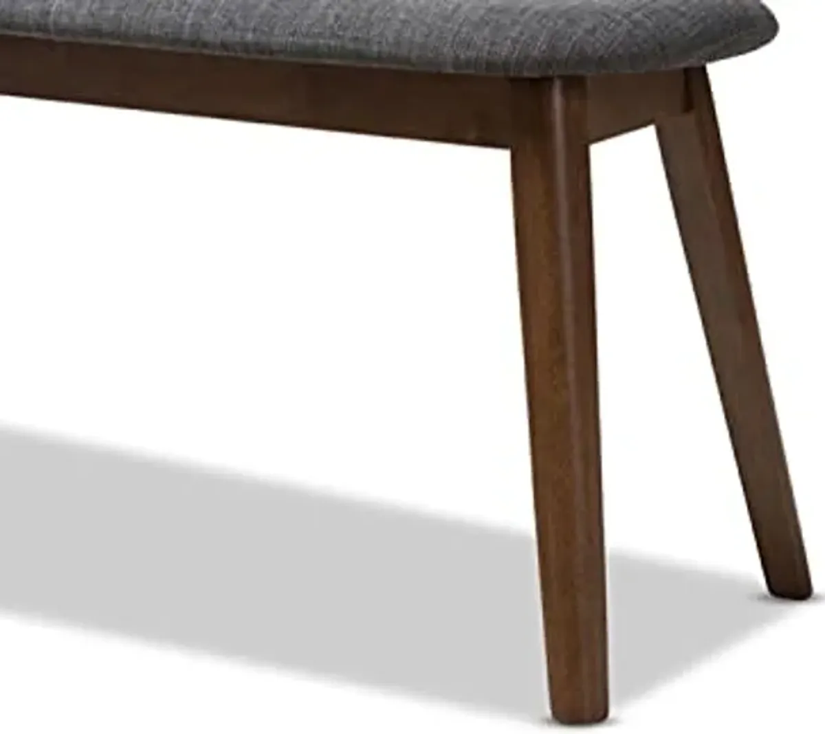 Baxton Studio Easton Mid-Century Modern Dark Grey Fabric Upholstered Walnut Finished Wood Bench Grey//Medium Wood/Mid-Century/Fabric Polyester 100%"/Rubber Wood/Foam