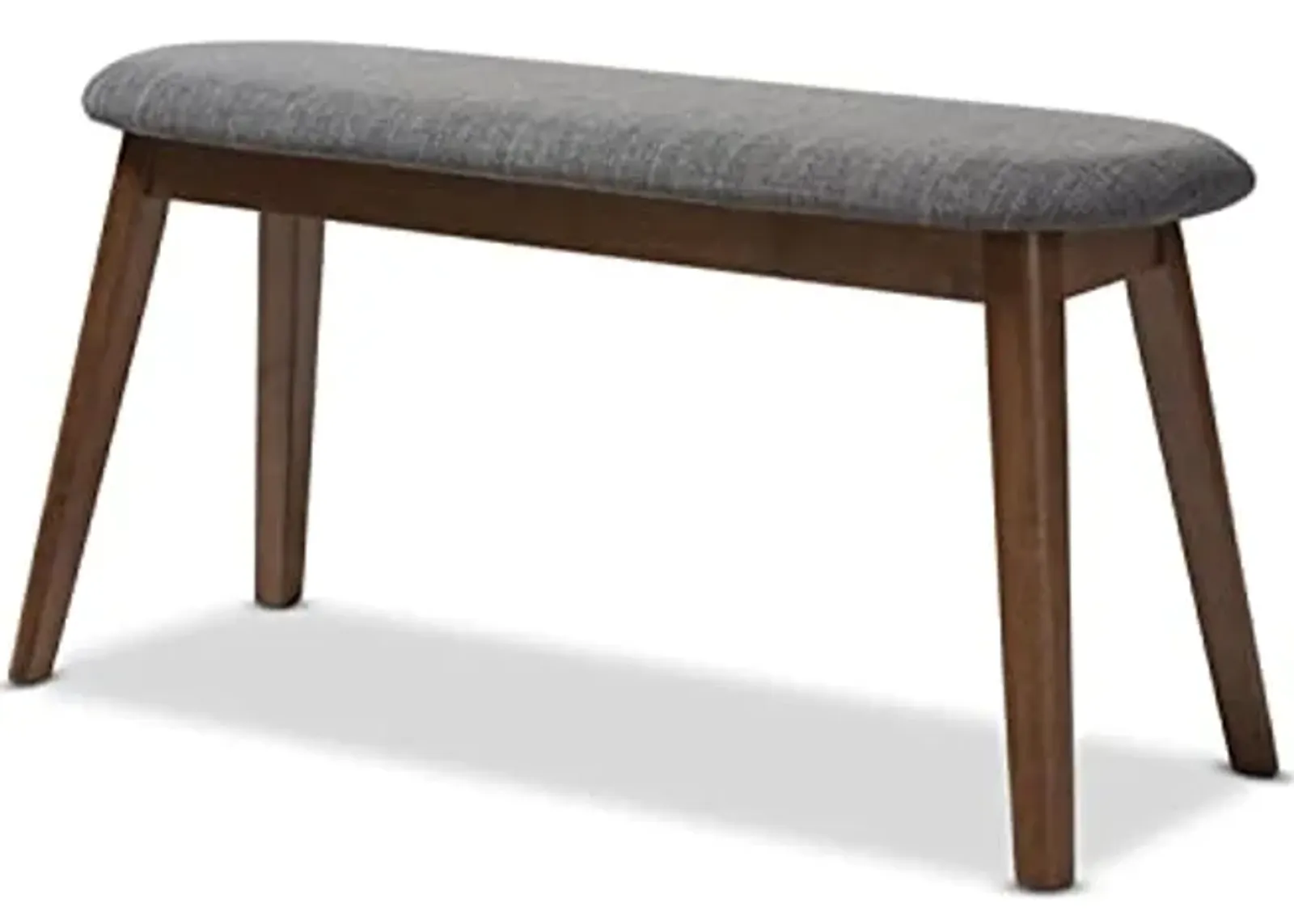 Baxton Studio Easton Mid-Century Modern Dark Grey Fabric Upholstered Walnut Finished Wood Bench Grey//Medium Wood/Mid-Century/Fabric Polyester 100%"/Rubber Wood/Foam