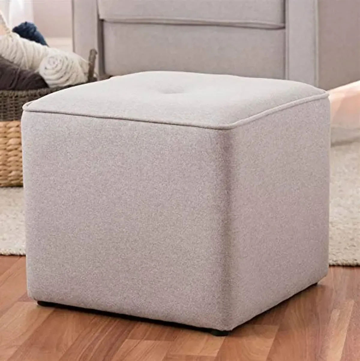 Baxton Studio Corinne Modern and Contemporary Light Grey Fabric Upholstered Ottoman Grey//Contemporary/Fabric Dacron 100%"/Eucalyptus Wood/HDF/Foam