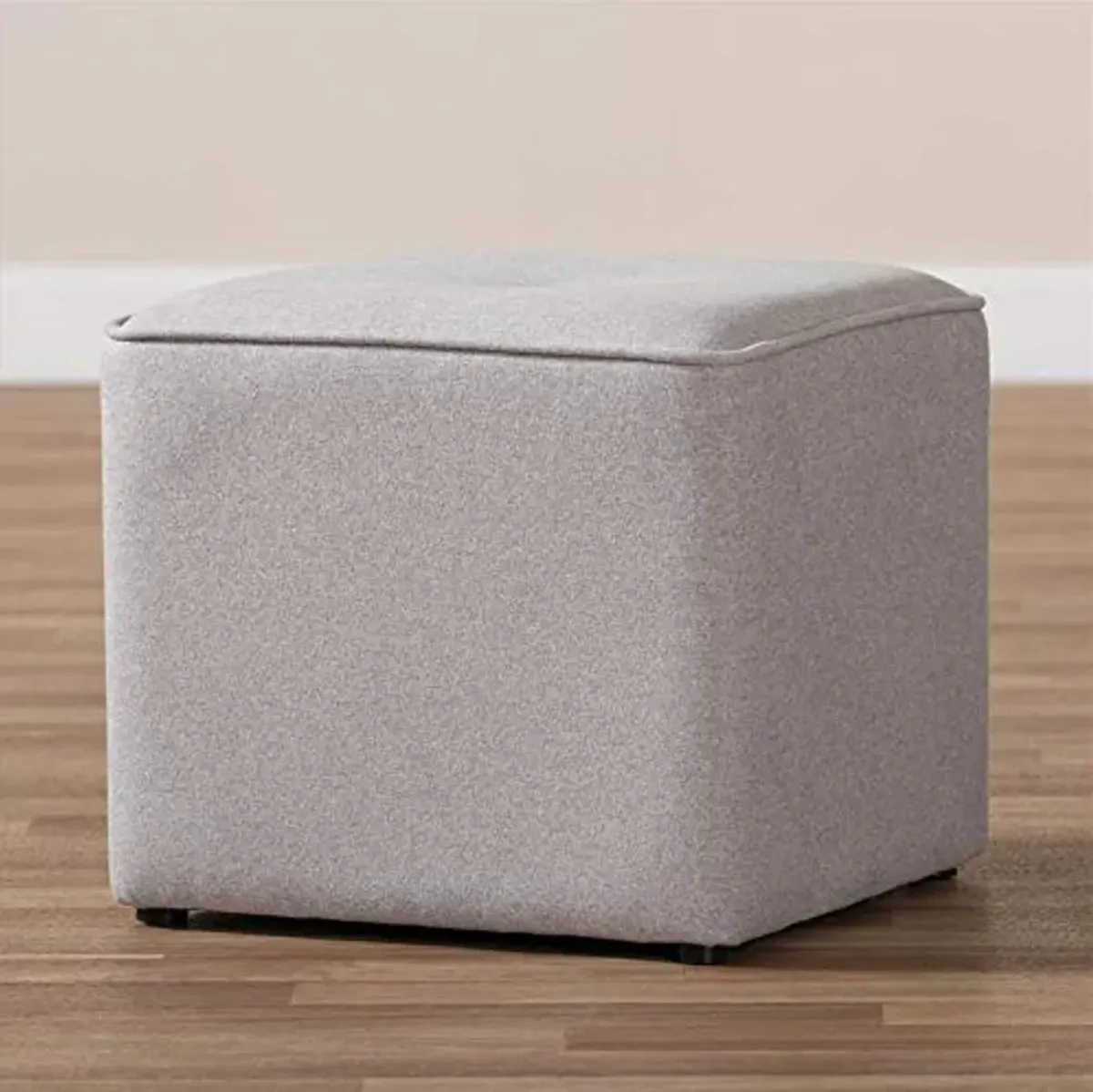 Baxton Studio Corinne Modern and Contemporary Light Grey Fabric Upholstered Ottoman Grey//Contemporary/Fabric Dacron 100%"/Eucalyptus Wood/HDF/Foam