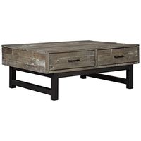 Signature Design by Ashley Mondoro Industrial Rectangular Lift Top Coffee Table, Gray Brown & Black