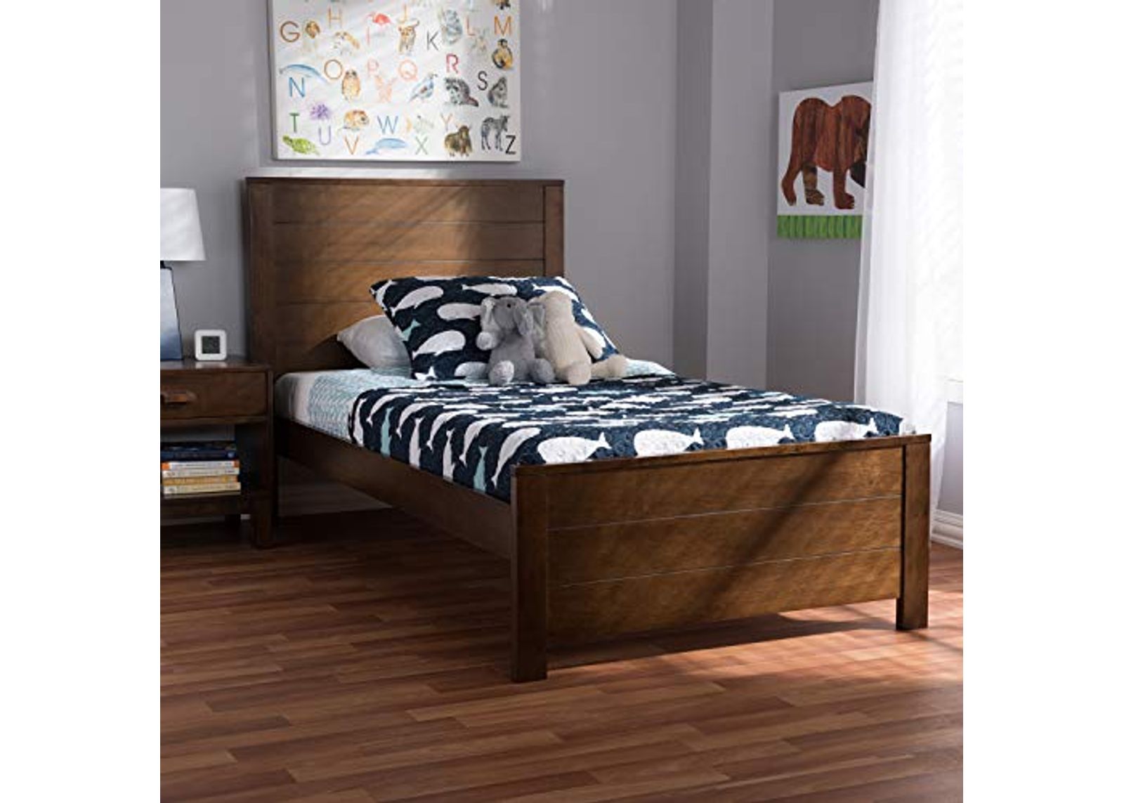 Baxton Studio Catalina Modern Classic Mission Style Brown-Finished Wood Twin Platform Bed Brown/Twin//Medium Wood/Mission/Rubber Wood/Poplar