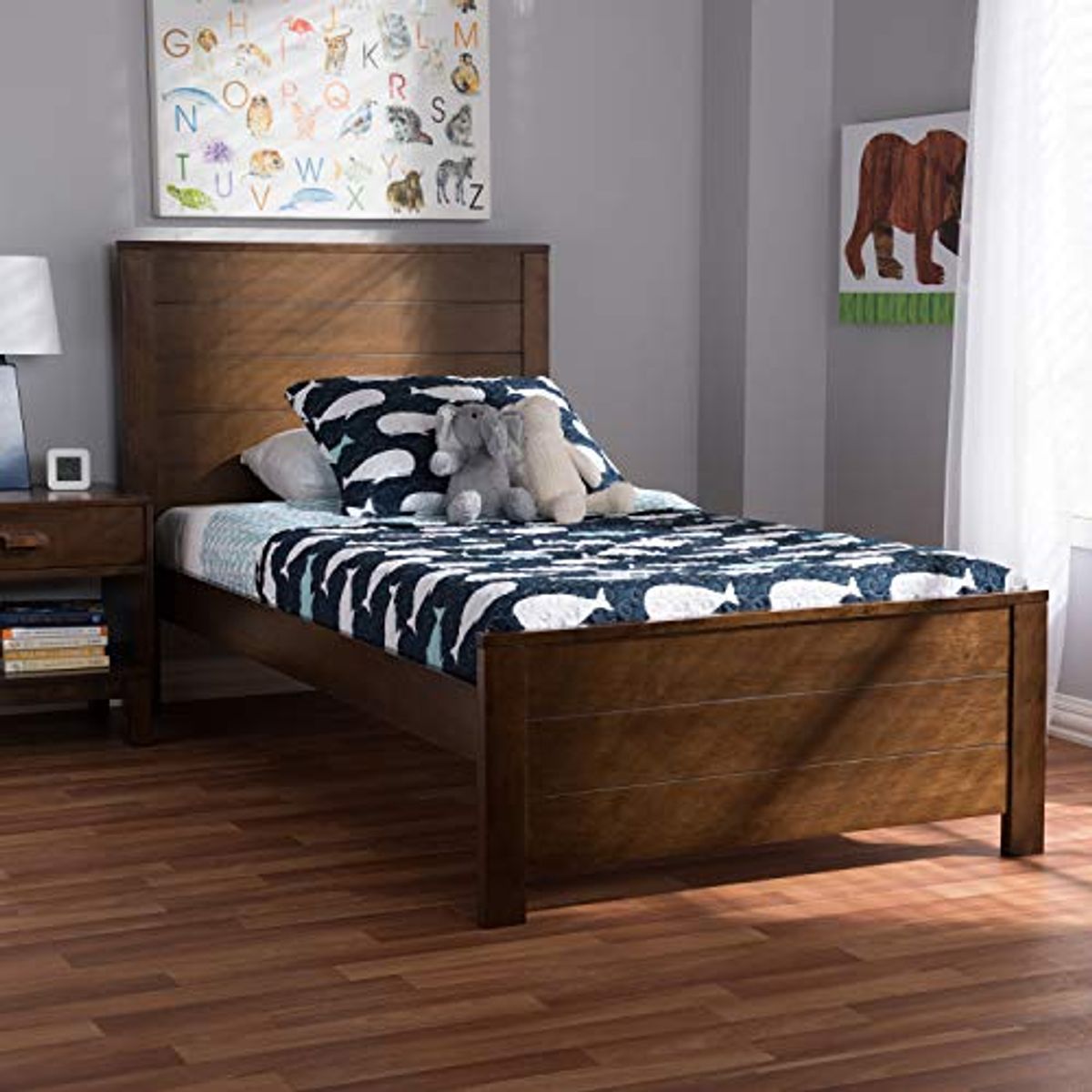 Baxton Studio Catalina Modern Classic Mission Style Brown-Finished Wood Twin Platform Bed Brown/Twin//Medium Wood/Mission/Rubber Wood/Poplar