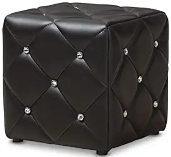 Baxton Studio Stacey Modern Faux Leather Upholstered Ottoman, Black