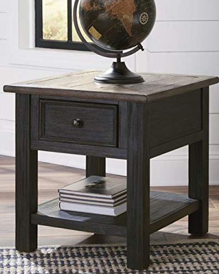 Signature Design by Ashley Tyler Creek Rustic End Table with Storage Drawer and Fixed Shelf, Brown & Black