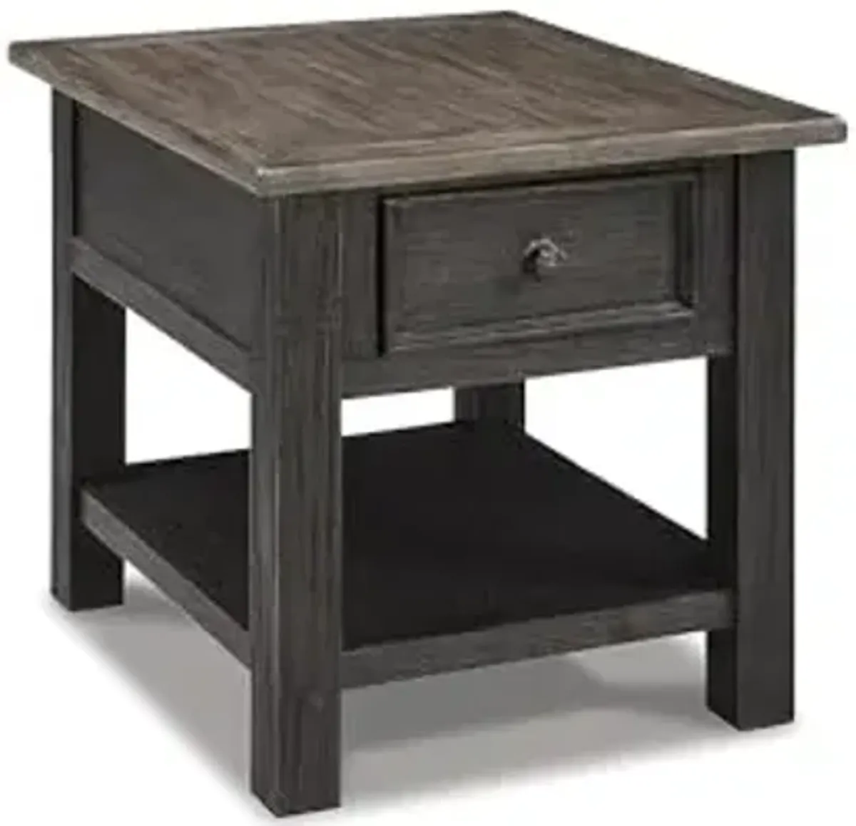 Signature Design by Ashley Tyler Creek Rustic End Table with Storage Drawer and Fixed Shelf, Brown & Black
