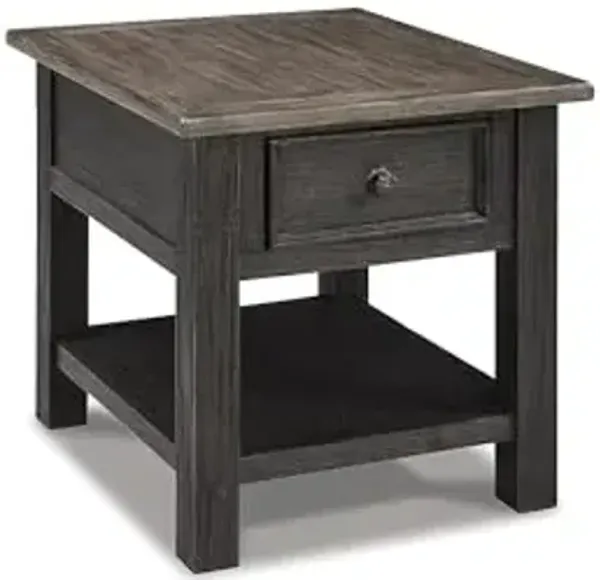 Signature Design by Ashley Tyler Creek Rustic End Table with Storage Drawer and Fixed Shelf, Brown & Black